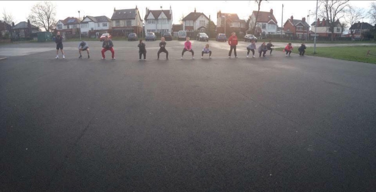 Early outdoor bootcamps in a Widnes car park